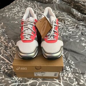 Asics White and Pink Athletic Shoes Performance Mesh